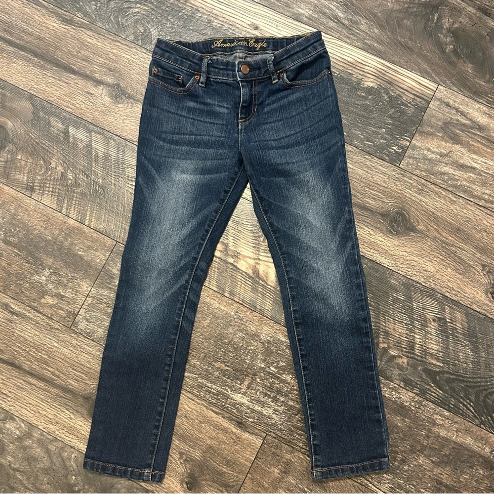 American Eagle 77Kids Skinny Jeans Adjustable Waist Stretchy Dark Wash Girls 7